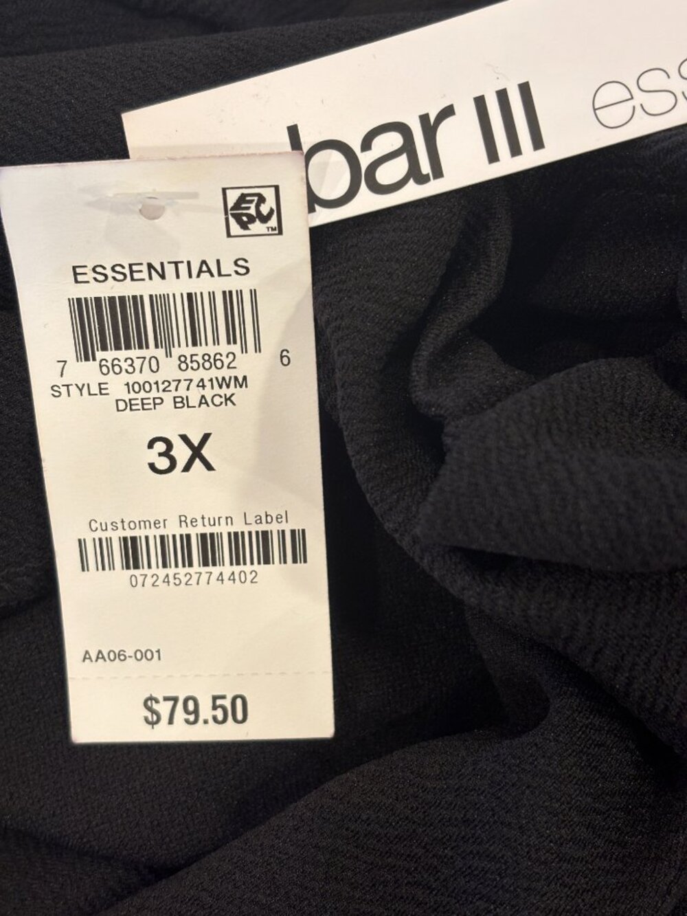 Bar III Black Open Front Blazer 3/4 Sleeve 3X NWT - Picture 5 of 7